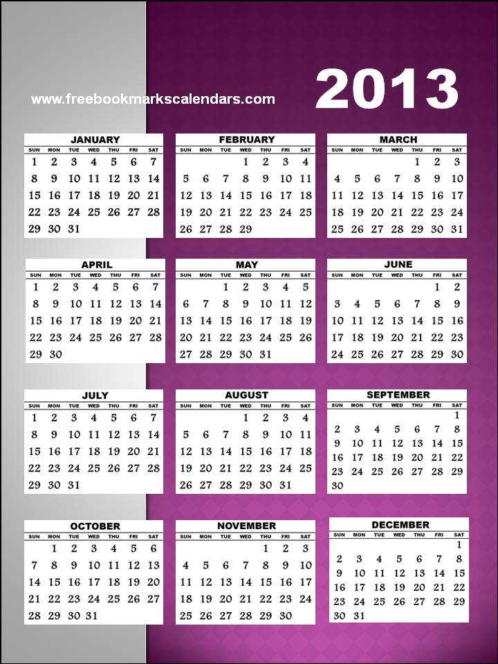 Calendar 2013 Printable Landscape