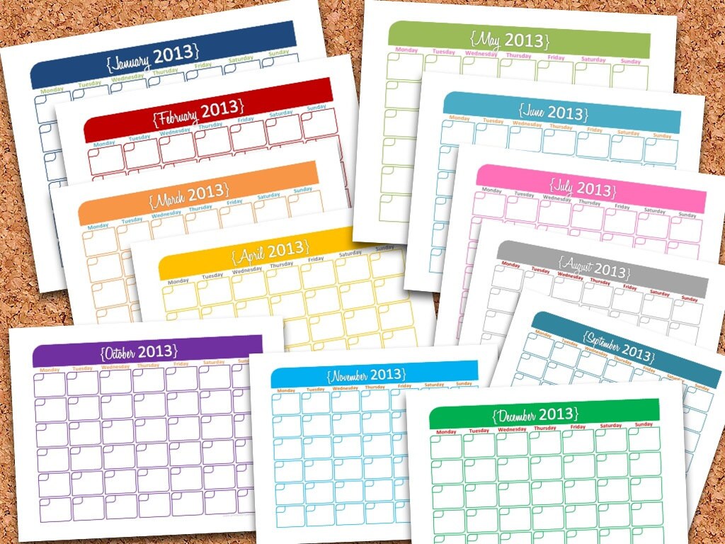 Calendar 2013 Printable Monthly