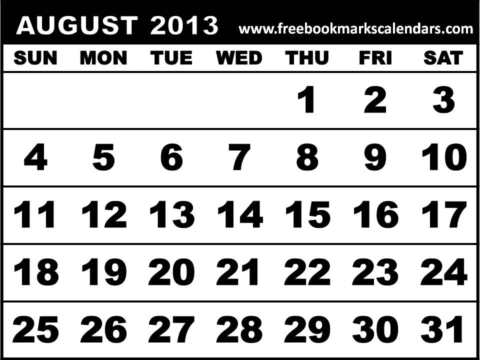 Calendar 2013 Printable Monthly