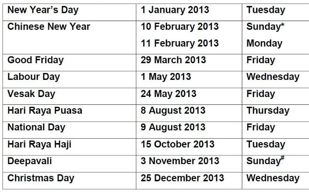 Calendar 2013 With Holidays