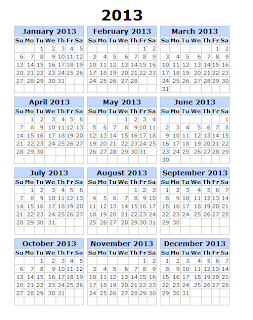 Calendar 2013 With Holidays In India