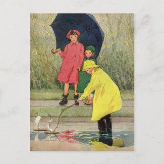 Children Playing In Rain