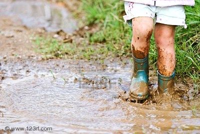 Children Playing In Rain