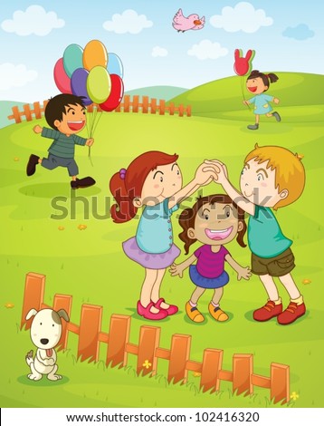 Children Playing In The Park Cartoon