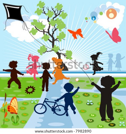 Children Playing In The Park Clipart