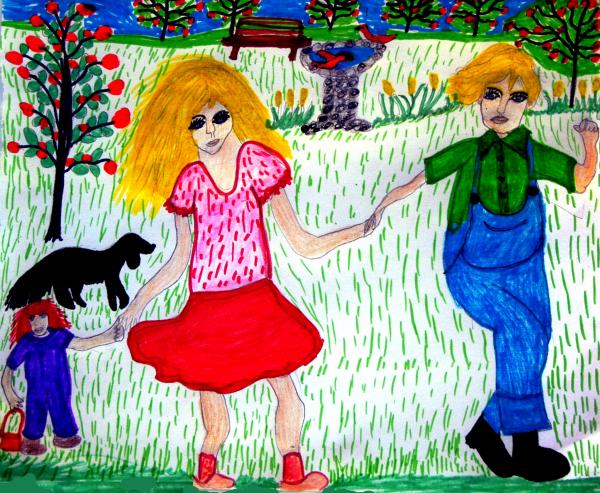 Children Playing In The Park Drawing