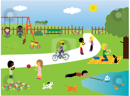 Children Playing Together Clipart