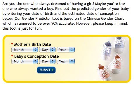Chinese Pregnancy Calendar Calculator