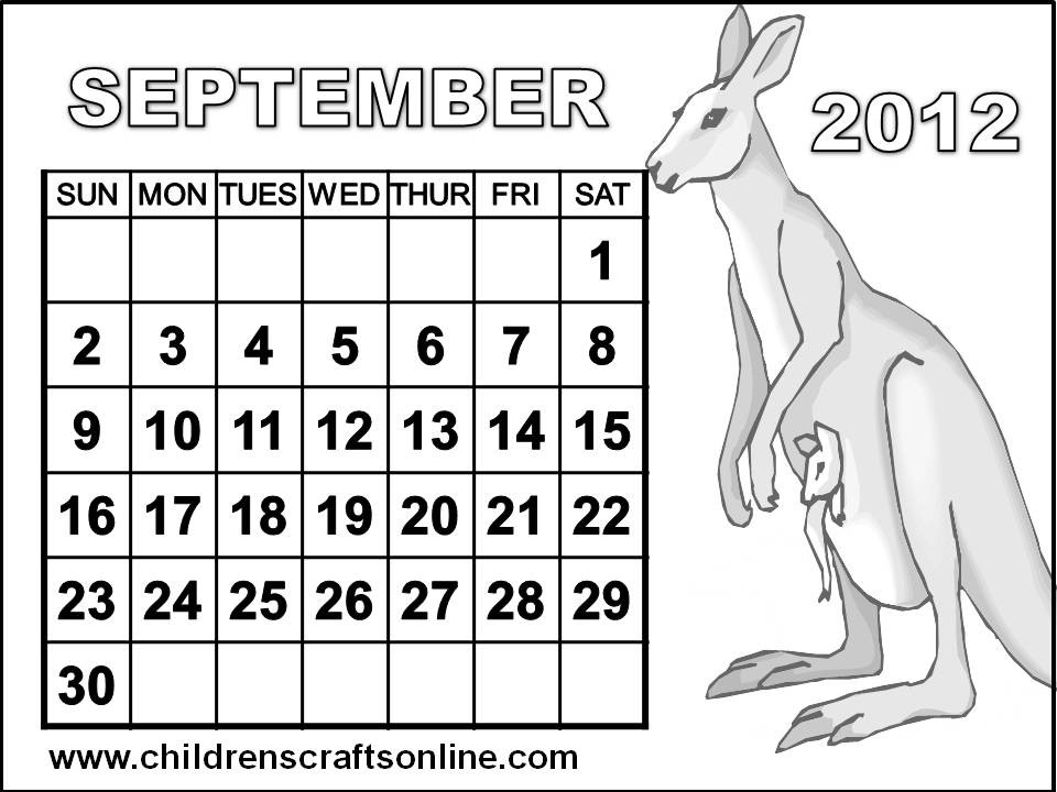 Cute September Calendar 2012 Printable