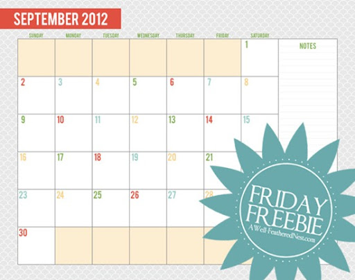 Cute September Calendar 2012 Printable