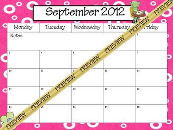 Cute September Calendar 2012 Printable