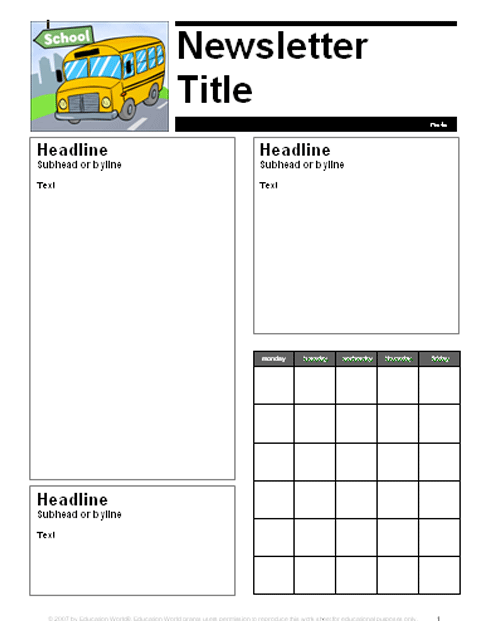 Free School Newsletter Templates For Teachers