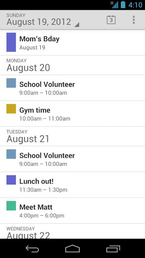 Google Calendar Android App 2012