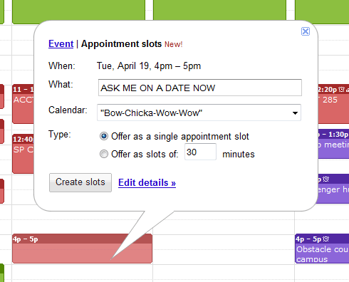 Google Calendar Appointment Slots