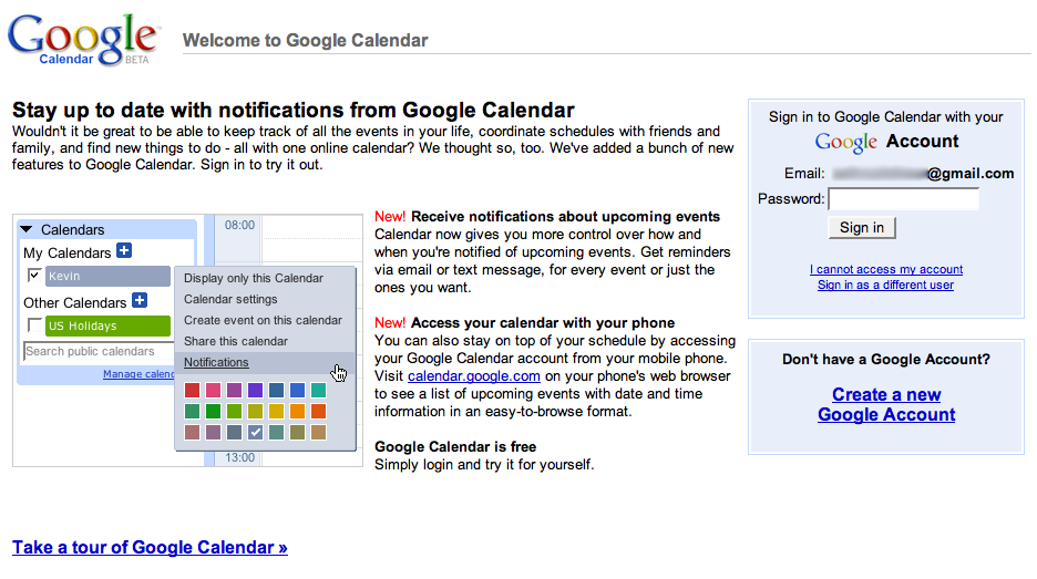 Google Calendar Login Page
