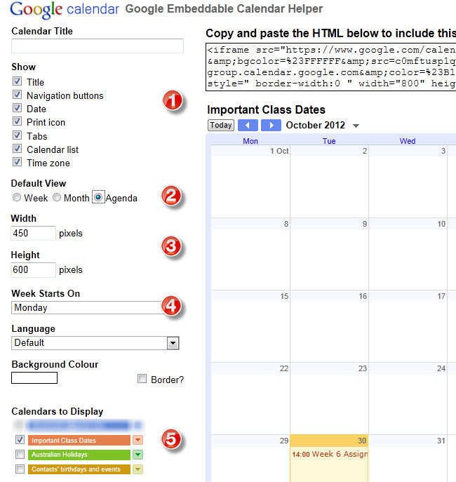 Google Calendar Widget Code