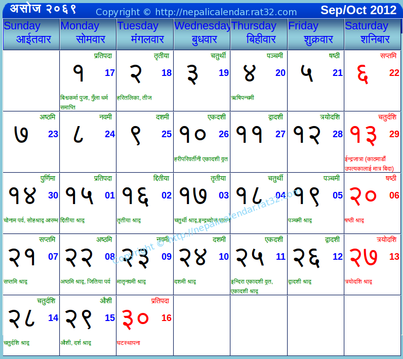 Nepali Calendar 2068