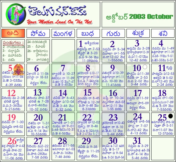 New York Telugu Calendar 2012 October