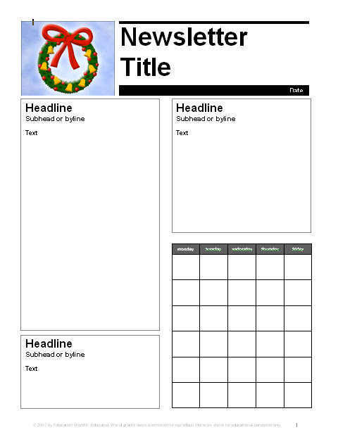 Newsletter Templates For School