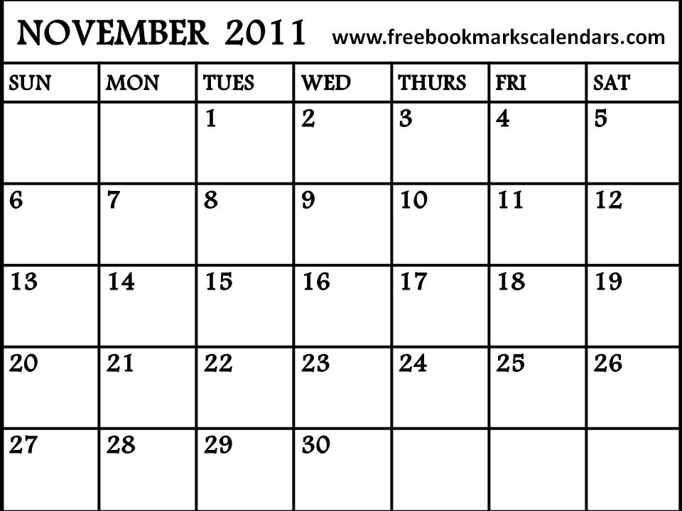 November 2011 Calendar Printable