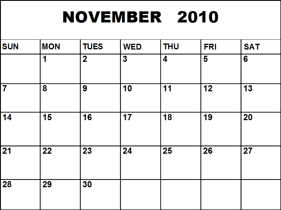 November 2011 Calendar Printable