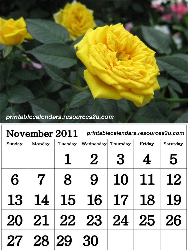 November 2011 Calendar Printable