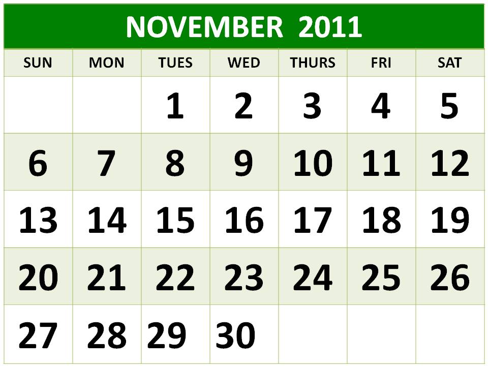 November 2011 Calendar Printable Pdf