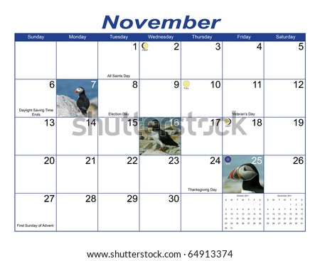 November 2011 Calendar With Holidays