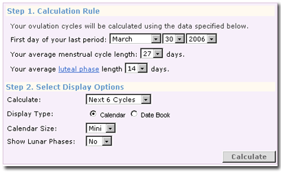 Ovulation Calendar Calculator Gender Predictor