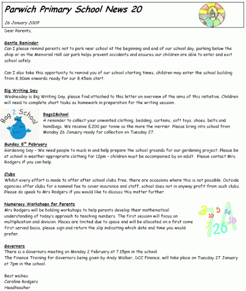 School Newsletter Format