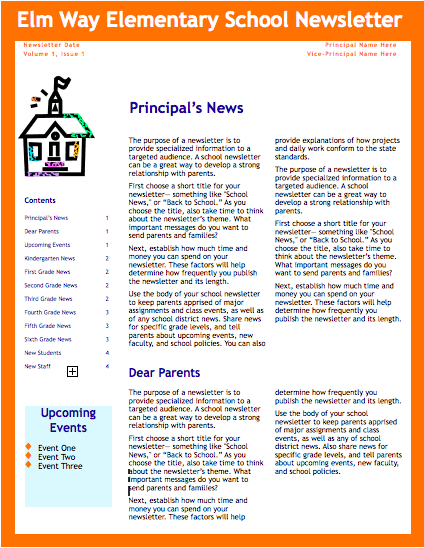 School Newsletter Formats Free