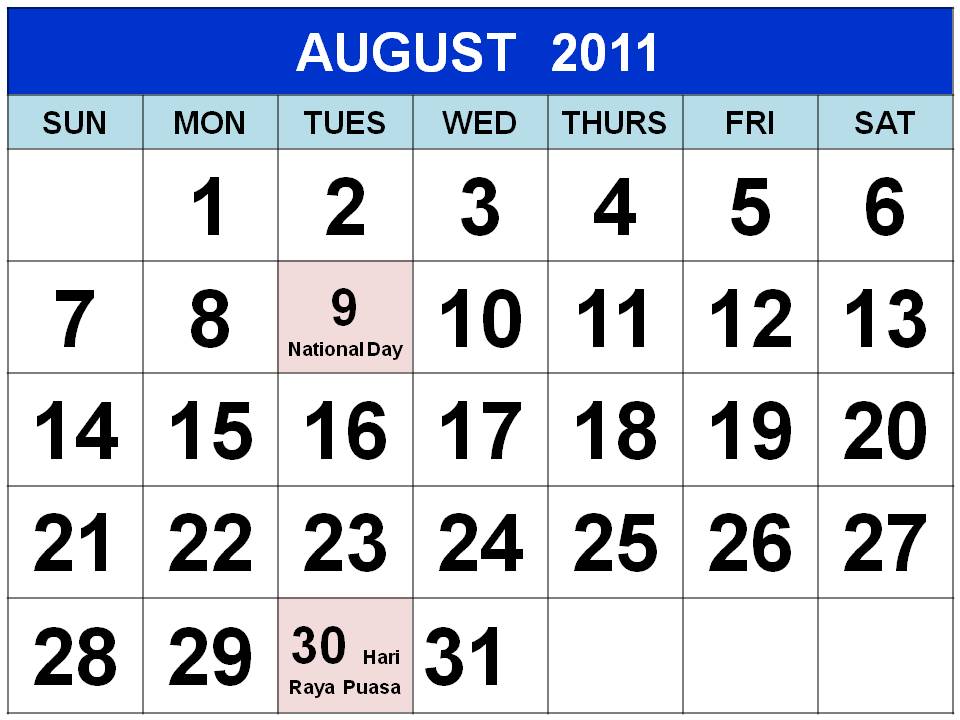 September 2011 Calendar With Holidays