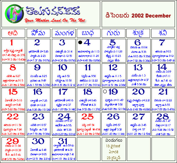 Telugu Calendar 2011 November