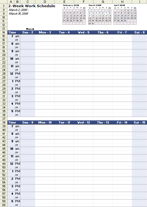 Vertex Calendar 2013 Excel