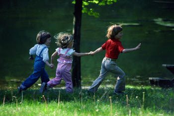 Young Children Playing Outside