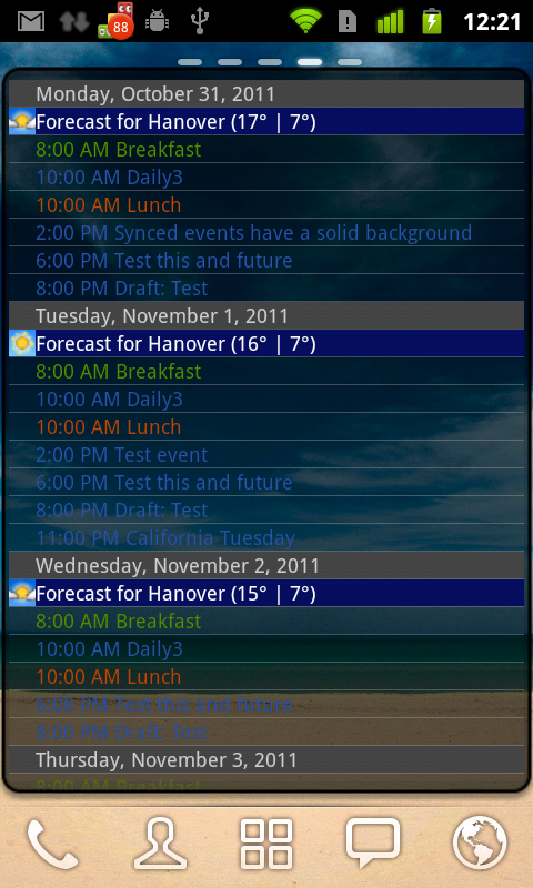 Android Agenda Widget Ice Cream Sandwich