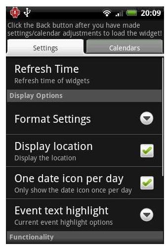 Android Agenda Widget Ics