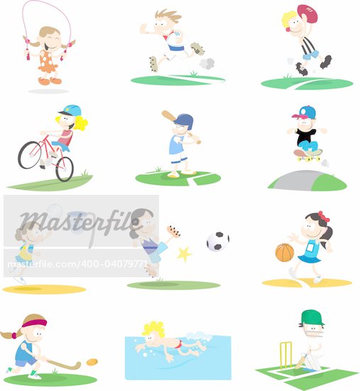 Children Playing Football Cartoon