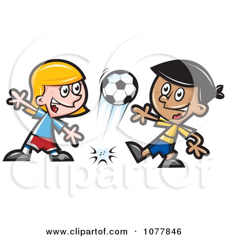 Children Playing Football Clipart