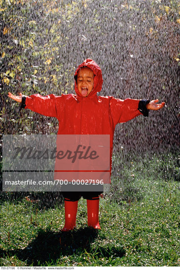 Children Playing In Rain