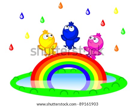 Children Playing In Rain Cartoon