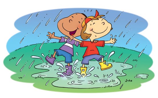 Children Playing In Rain Drawing