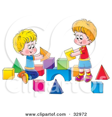 Children Playing With Toys Clipart