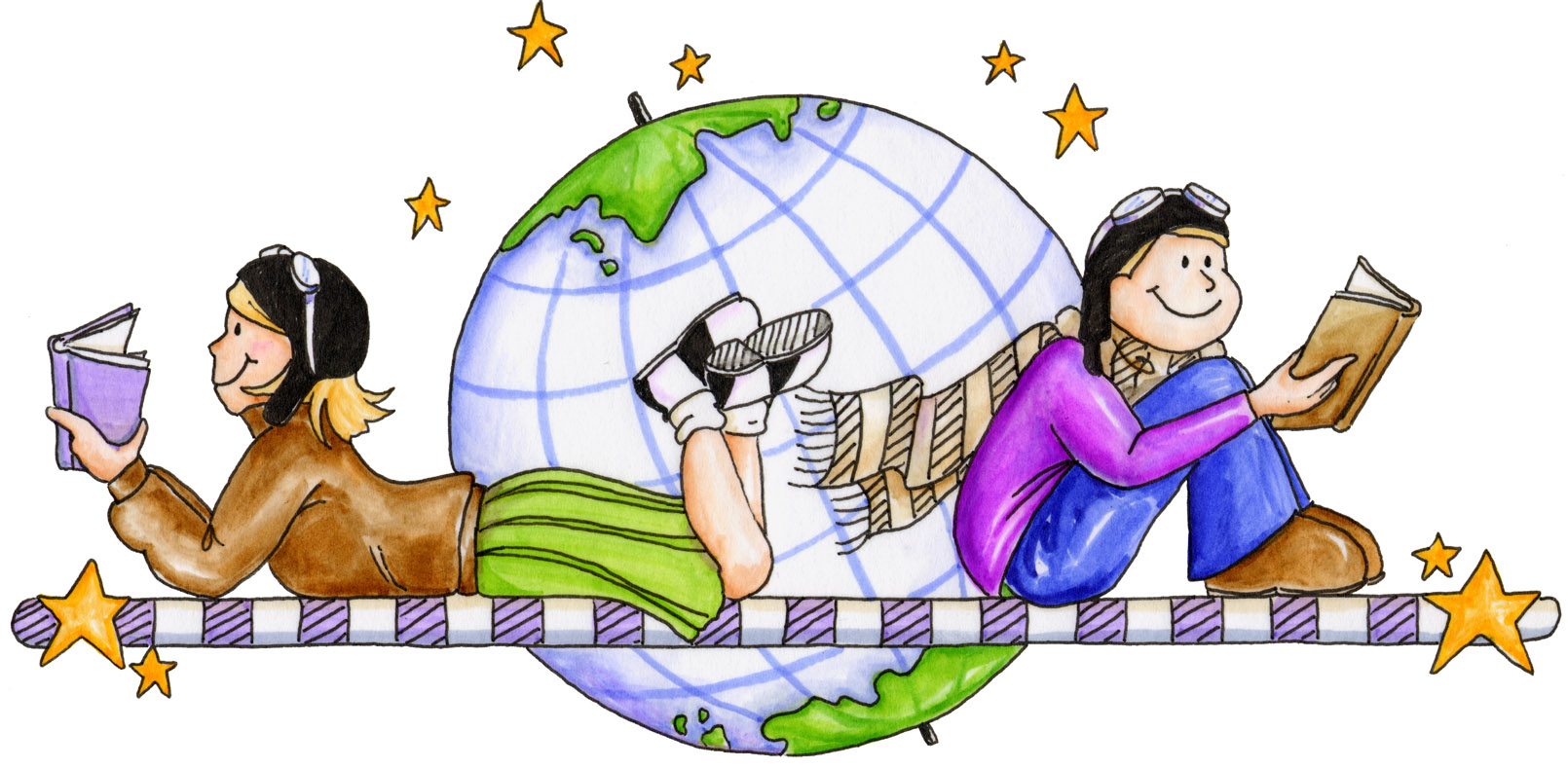 Children Reading Books Clipart