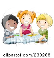 Children Reading Books Clipart