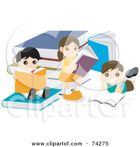 Children Reading Clip Art Free