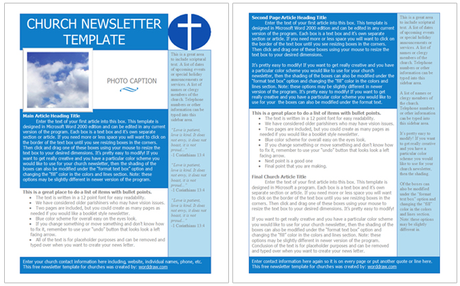 Church Newsletter Templates Free Download