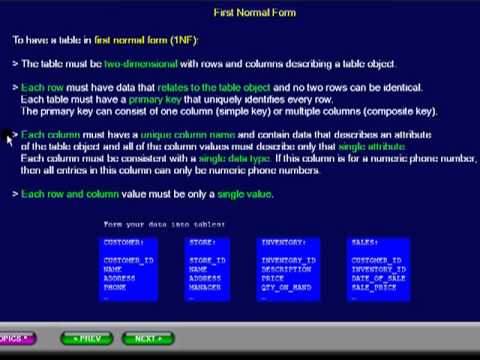 First Normal Form Database