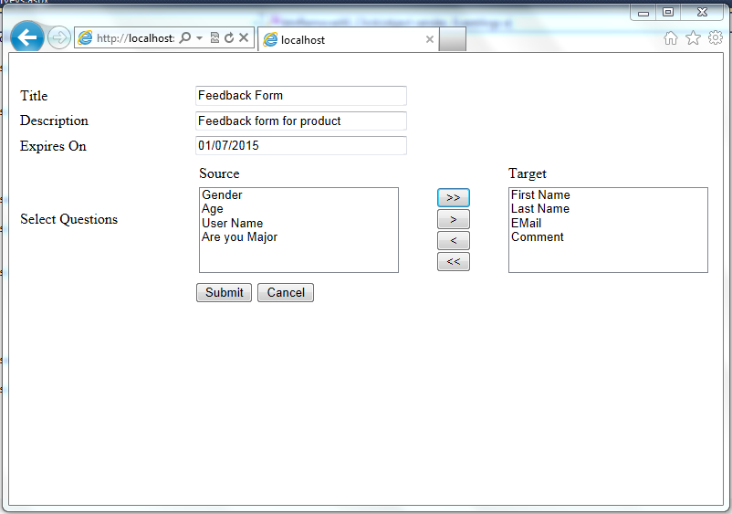 Form Database Definition