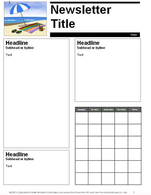 Free School Newsletter Templates For Teachers